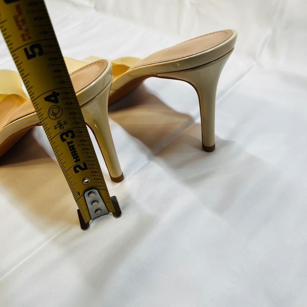 Women Clear Strap Stiletto Heel Mules Beige Pointed Toe Fashion Shoes Size 8